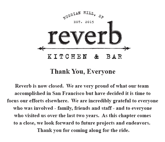Reverb is now closed. Thank You Everyone